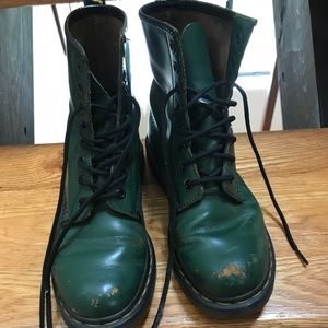 Dr. Martens green airwair lace up booties
